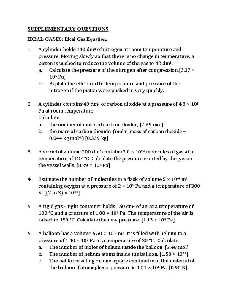 Ideal Gas Law Calculations Guide | PDF | Gases | Mole (Unit)