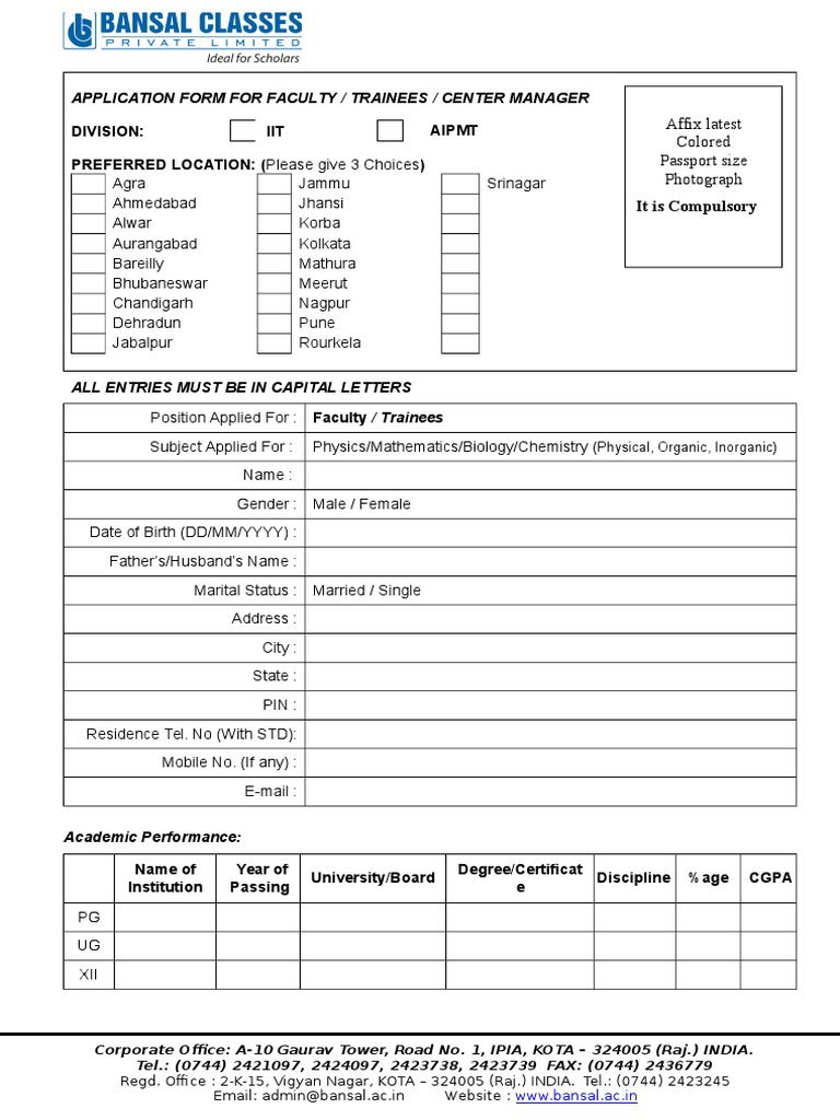 Application Form Faculty | PDF | Technology & Engineering