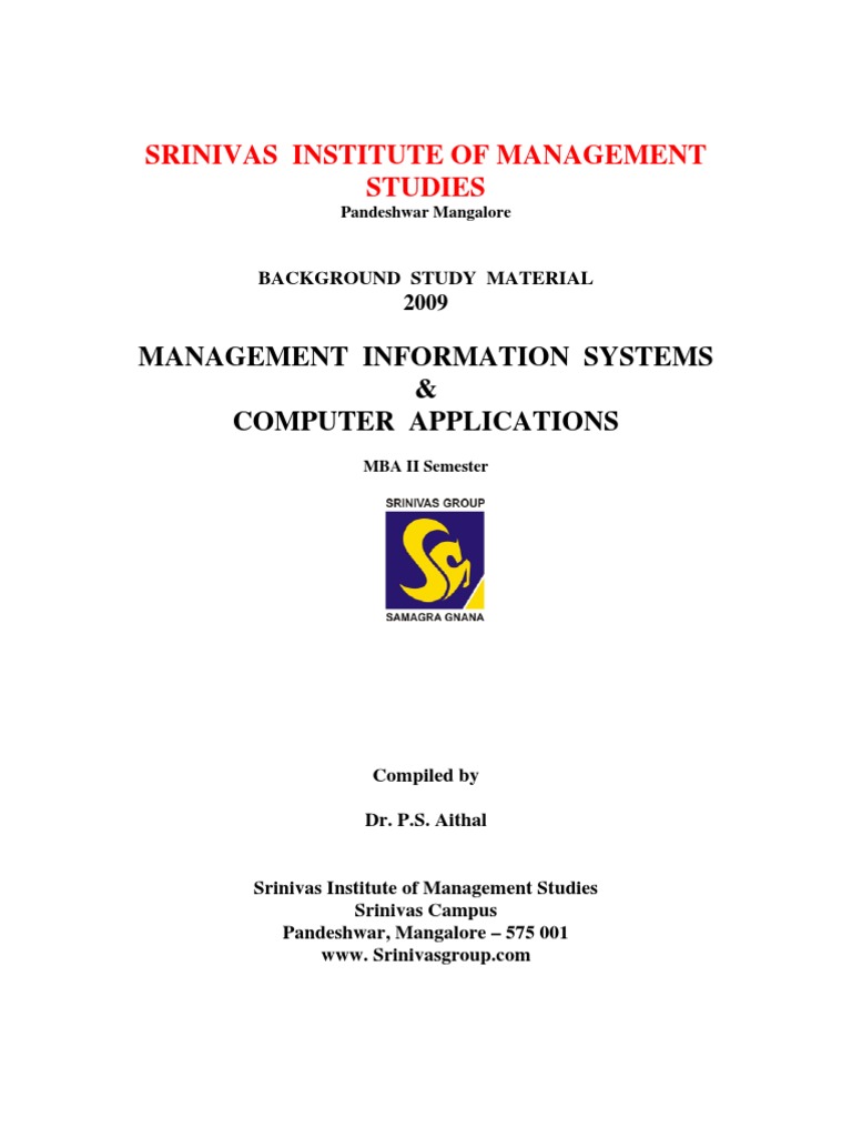 MBA MIS Study Material 2009 | PDF | Information System | Leadership