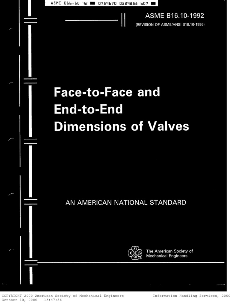 Asme B16.10 (1992) PDF | PDF | Trade Associations | Non Profit ...