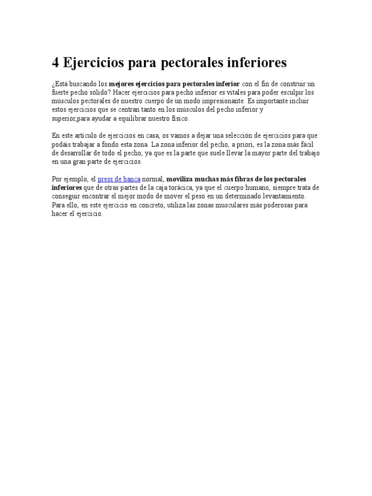 Ejercicios para Pectorales Inferiores | PDF | Músculo | Ejercicio físico