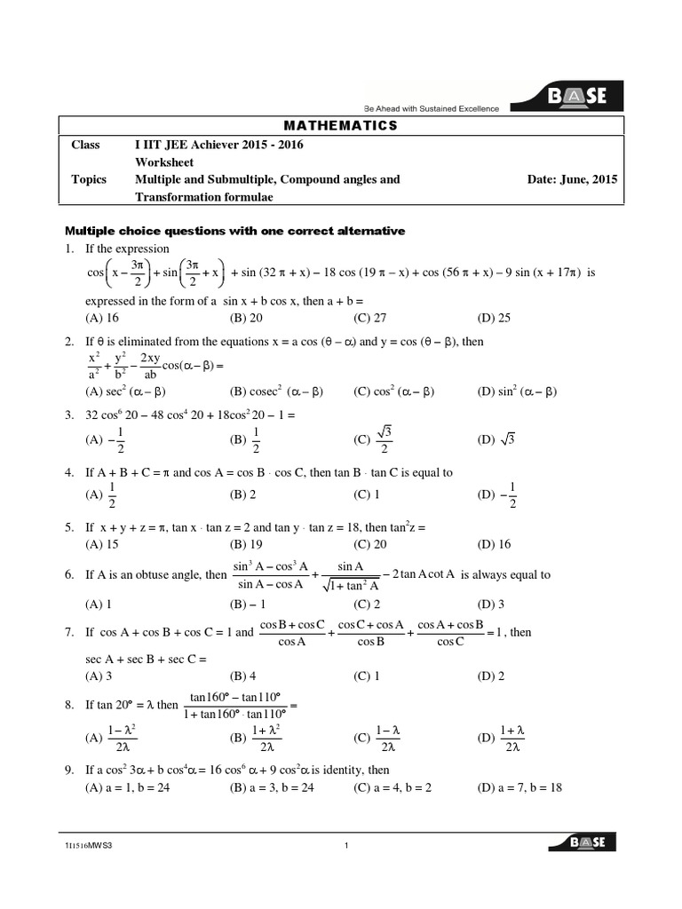 trigonometry worksheet | Trigonometric Functions | Sine
