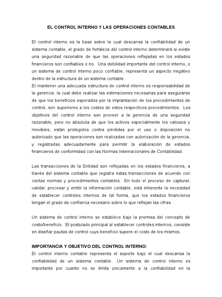 Control Interno en Contabilidad Efectivo | PDF | Contador | Contabilidad