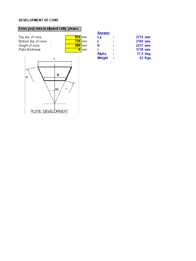 Cone Development Calculation Guide | PDF | Technology & Engineering