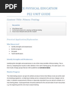 Gce Physical Education Pe2 Unit Guide: Content Title: Fitness Testing