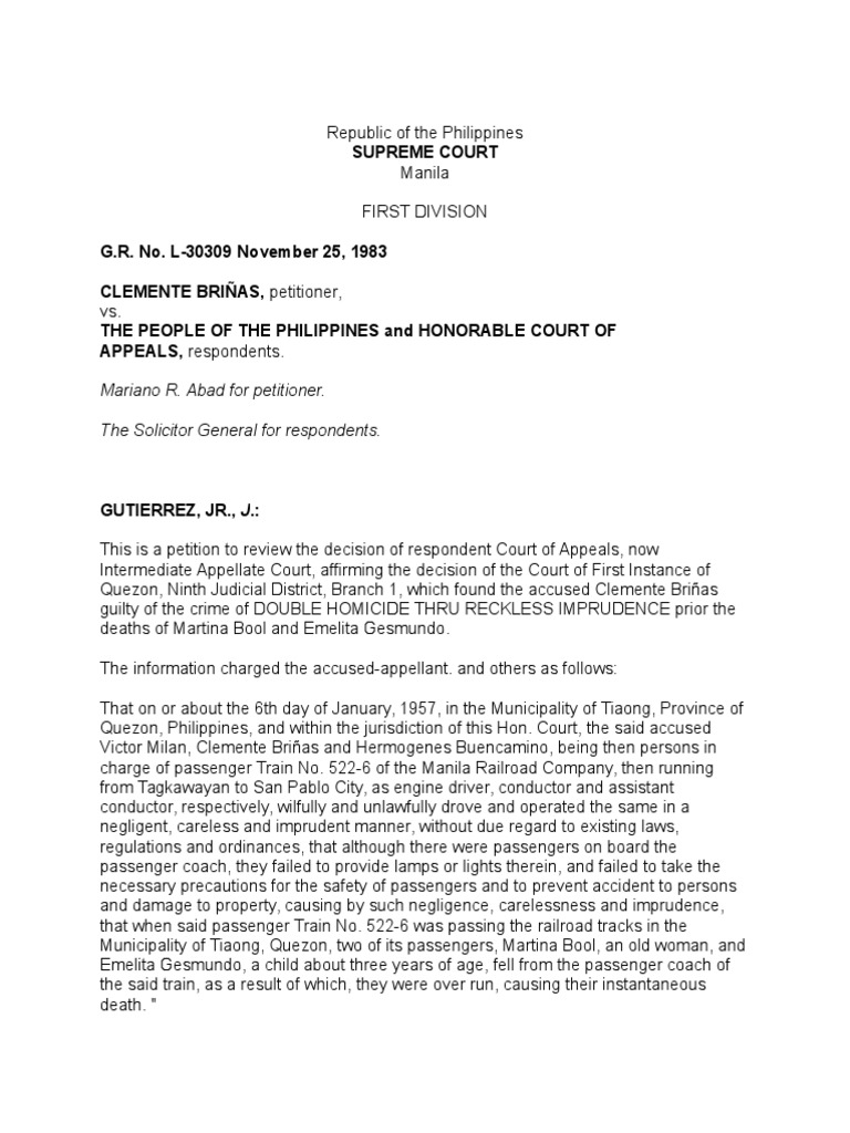 Briñas V People | PDF | Negligence | Lawsuit