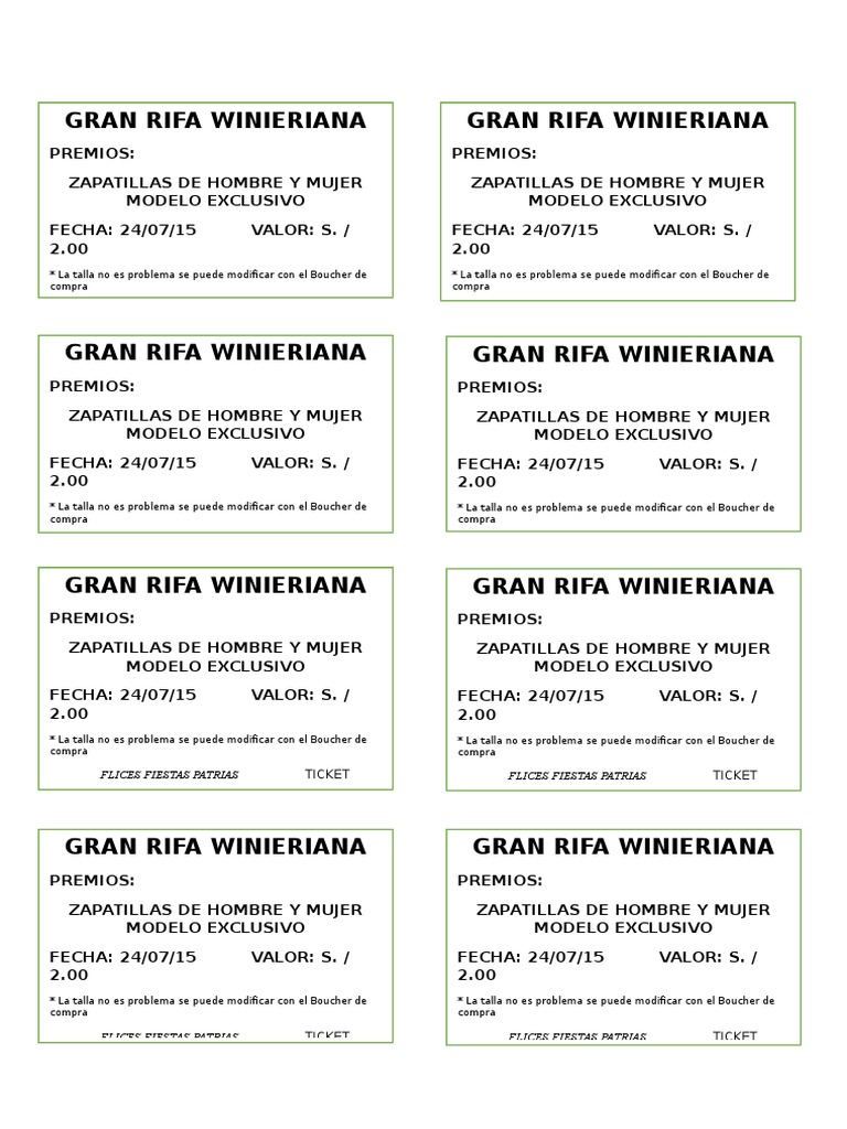 Rifa Winieriana: Zapatillas Exclusivas | PDF