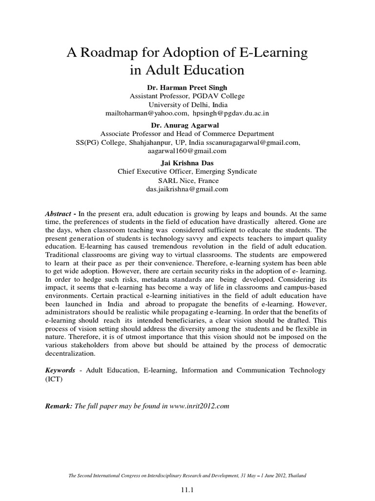 E-Learning Adoption in Adult Education | PDF