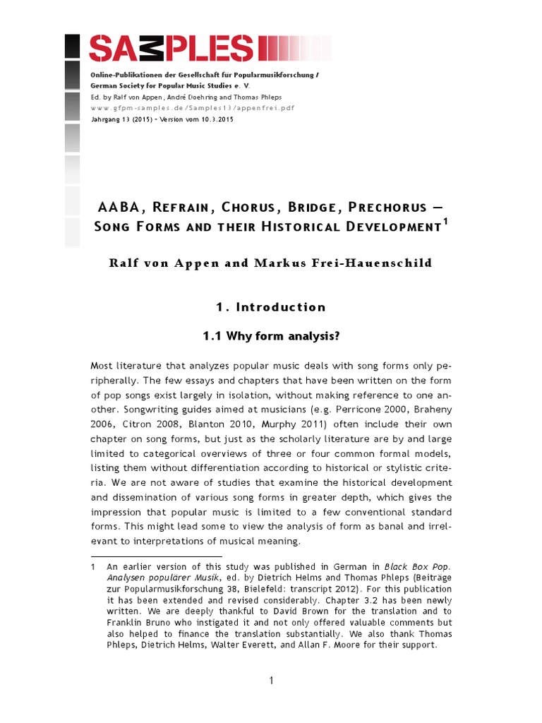 Chorus, Pre Chorus, Verse Lyric Structure PDF Refrain Song