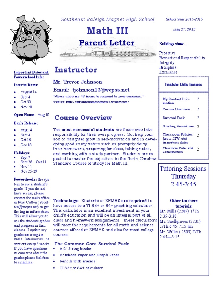 Math 3 Letter | PDF | Quiz | Homework