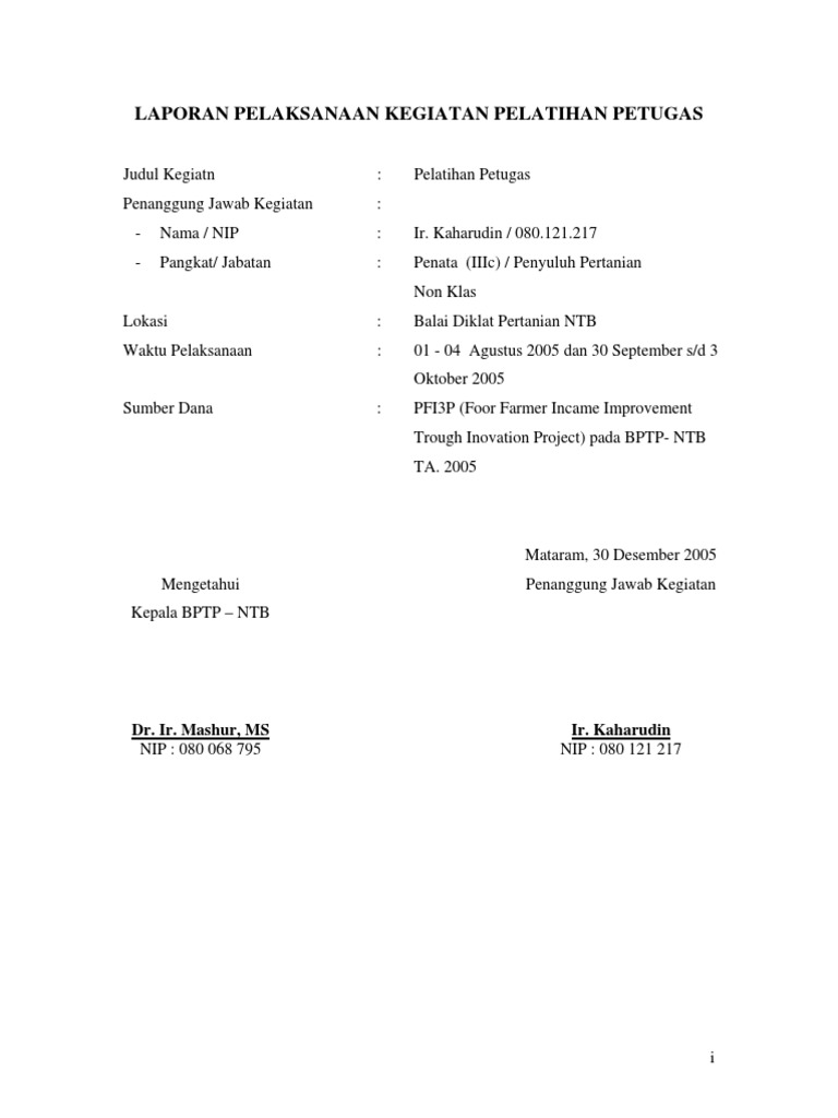 Contoh Laporan Kegiatan Pelatihan Satpam Audit Kinerja