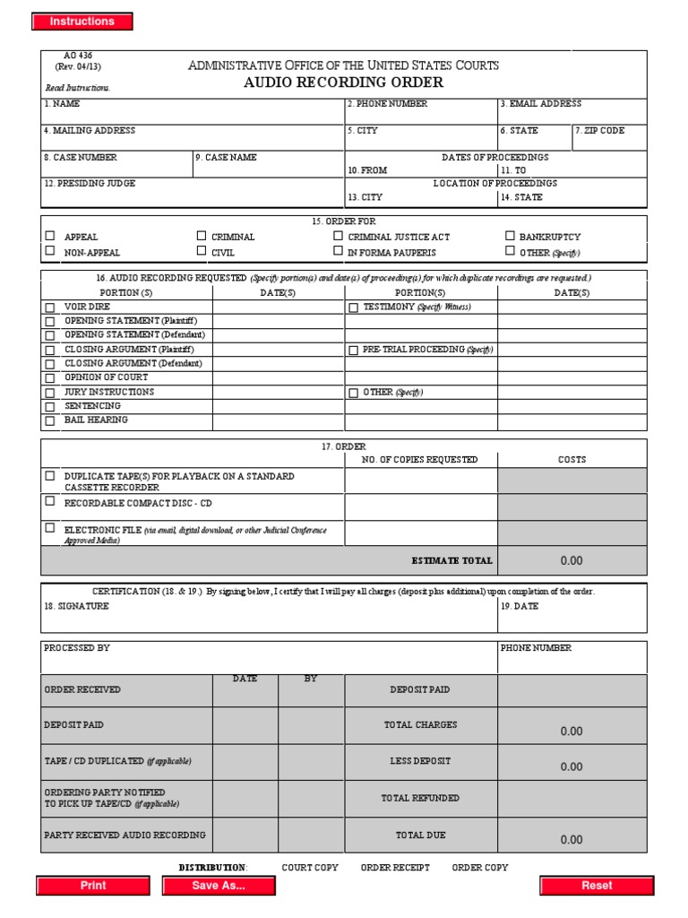 Audio Recording Order Form | PDF | Sound Recording And Reproduction | Fee