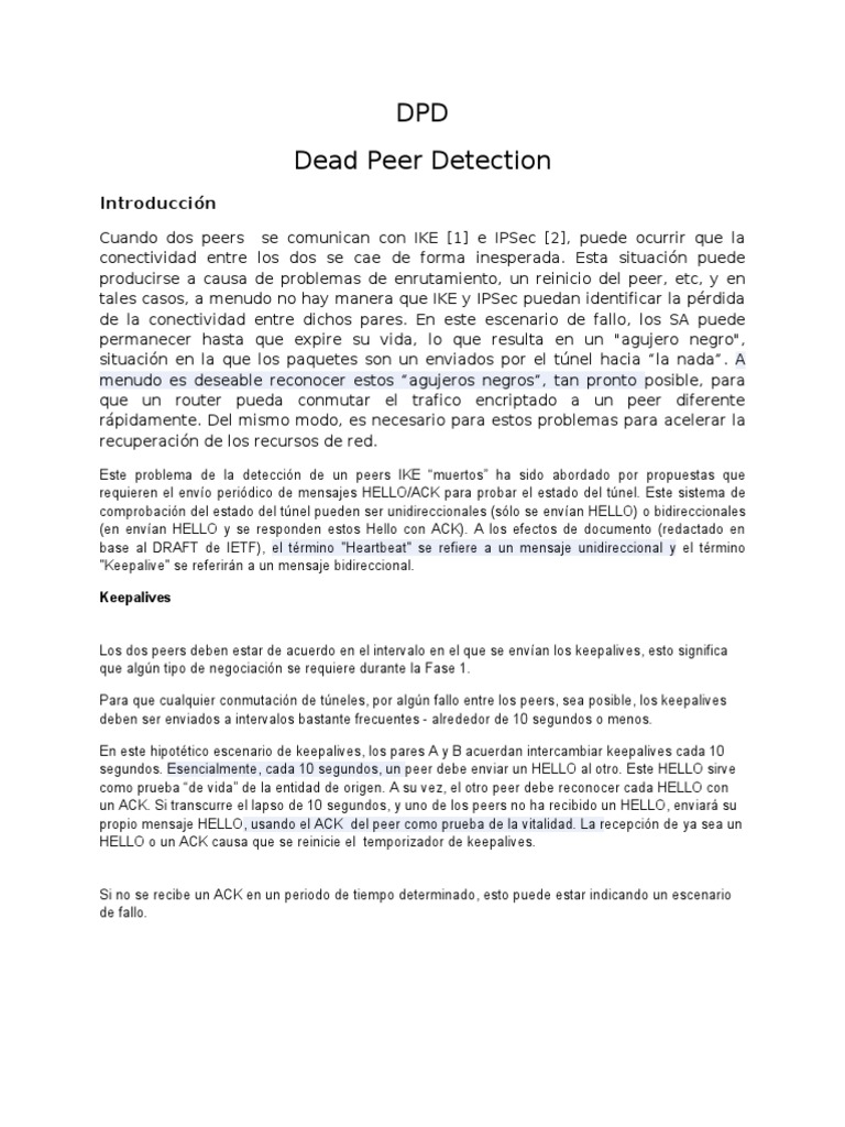 DPD Dead Peer Detection PDF Enrutador Estándares de