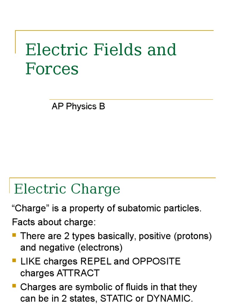 AP Physics B - Electric Fields and Forces | PDF | Electric Charge ...