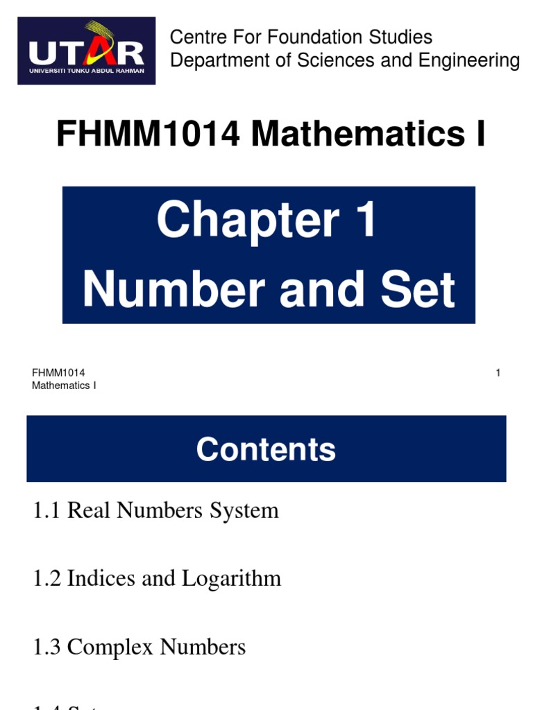 Mathematics I: Number and Set Concepts | PDF | Logarithm | Numbers