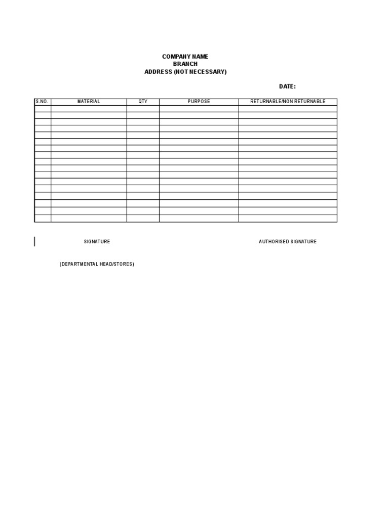 Company Gate Pass Format | PDF