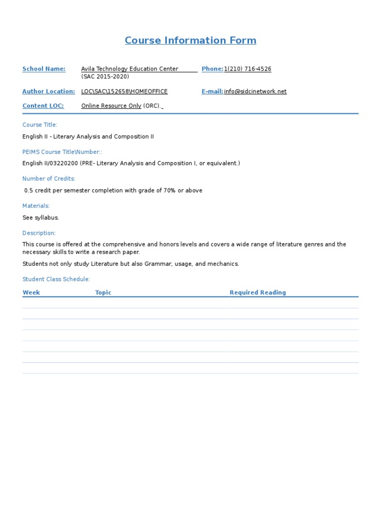 English II Course Overview and Details | PDF | Career & Growth | Computers