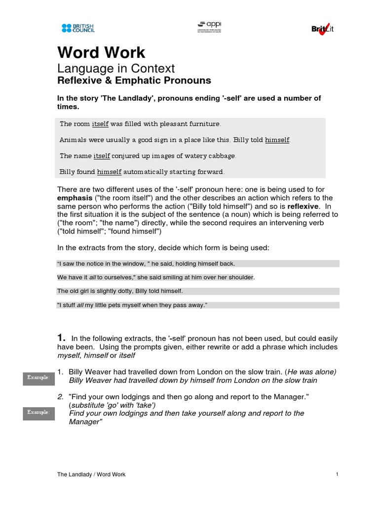 Landlady Wordwork Pronoun Syntax