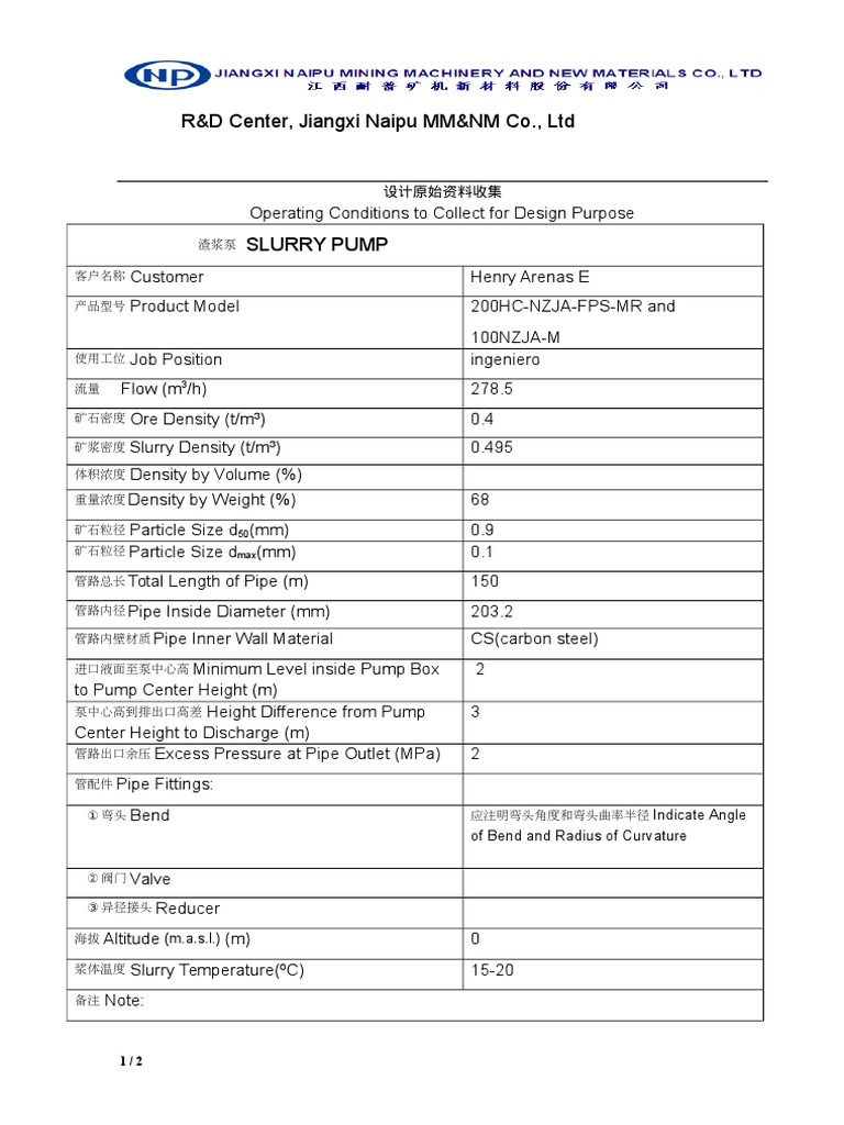 Slurry Pump Design Operating Conditions | PDF | Computers | Technology ...
