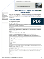 Funciones MATLAB para Calcular Las Raíces de Una Ecuación