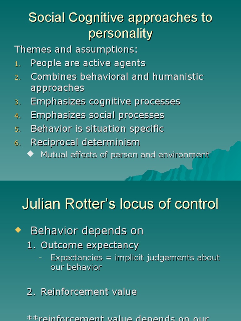 Social Cognitive Approaches To Personality | PDF | Self Efficacy | Behavior