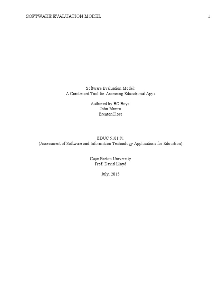Software Evaluation Tool for Educators | PDF | Curriculum | Evaluation