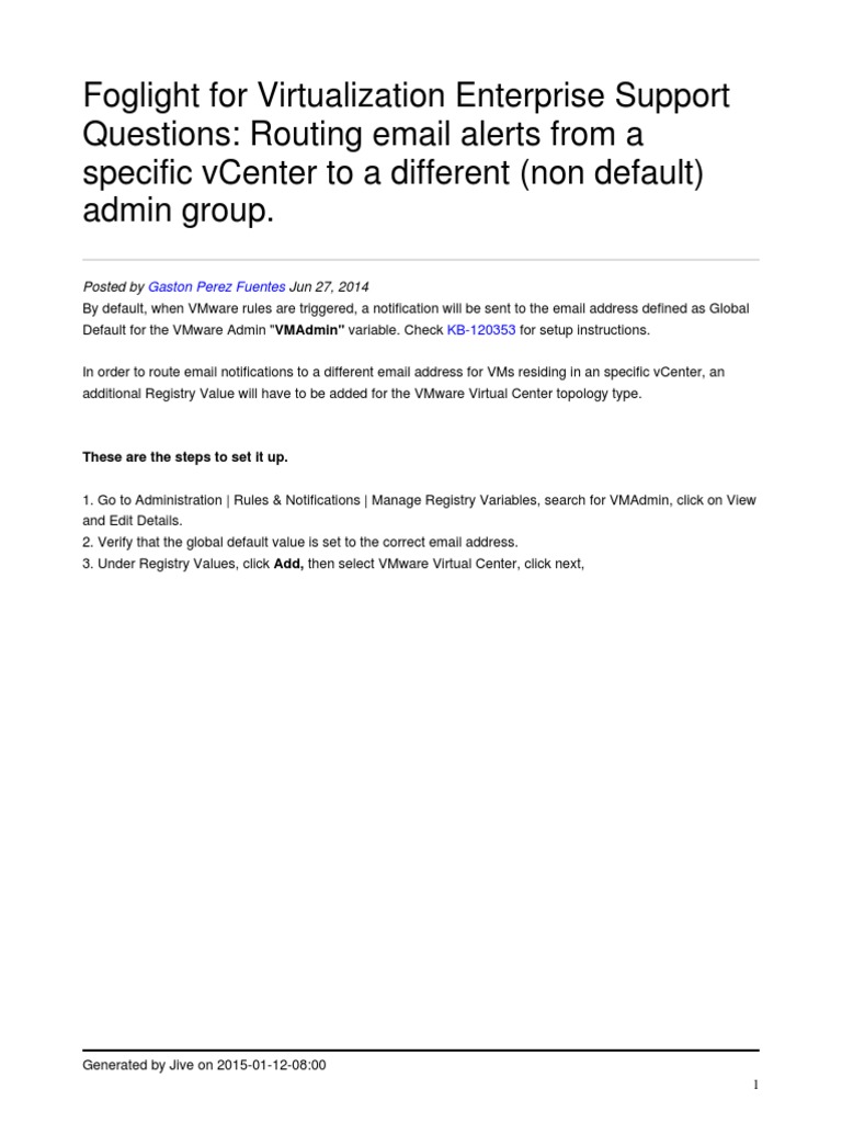 VMware Alert Routing Guide | PDF | Computer Engineering | Software ...