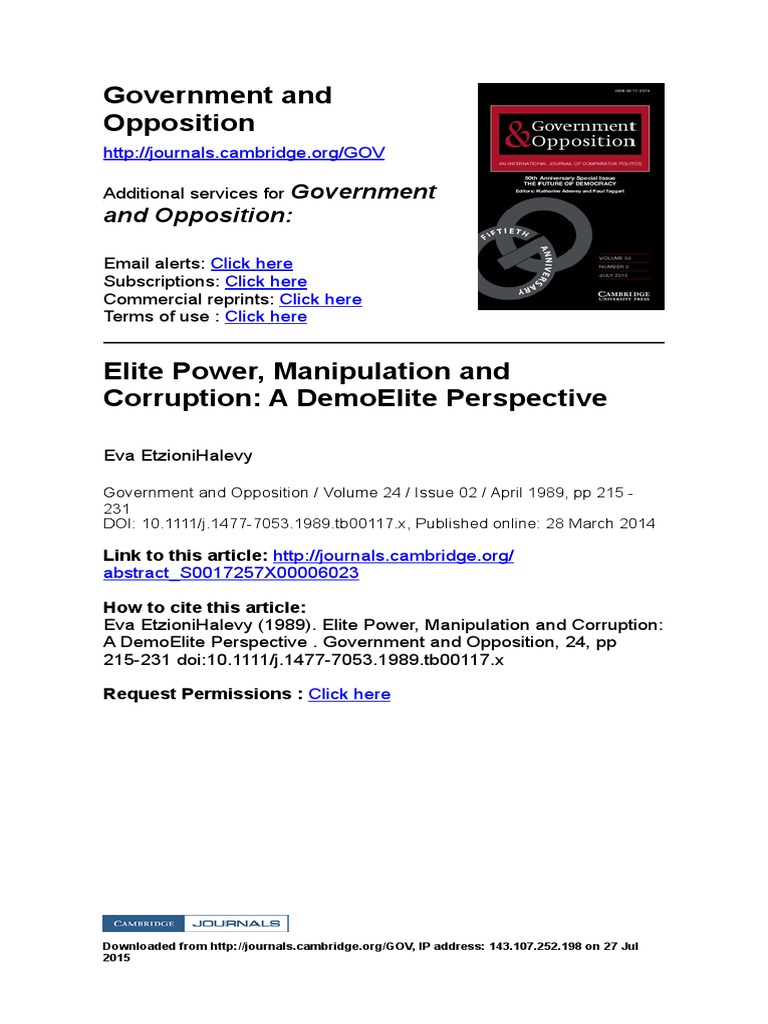 Elite Manipulation in Democracies | PDF | Democracy | Political Ideologies