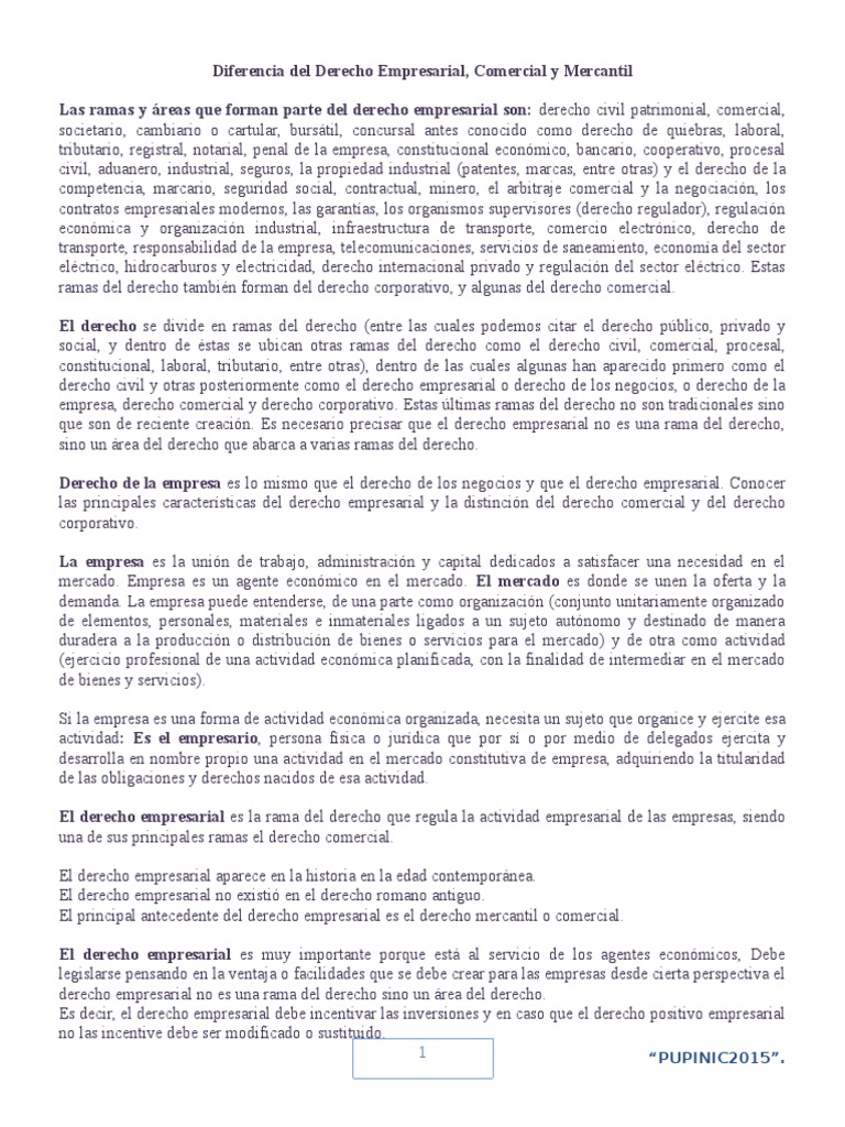 Diferencia de Derecho Empresarial Comercial y Mercantil