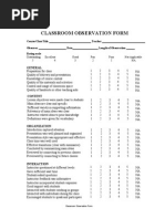 Classroom Observation Form