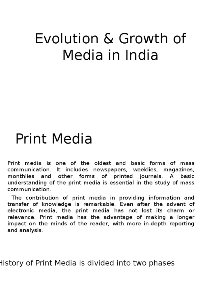 Evolution & Growth of Media in India | PDF | Newspapers | News
