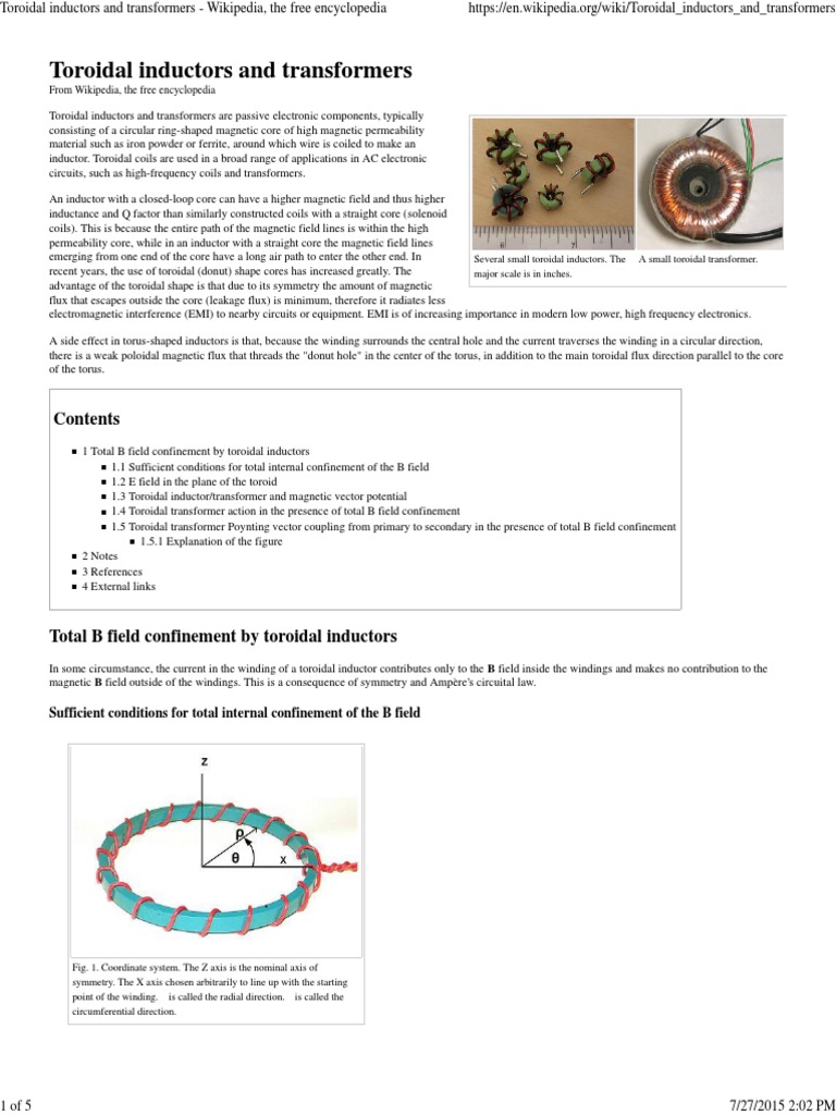 Toriodal Inductor Wiki PDF Inductor Physical Quantities