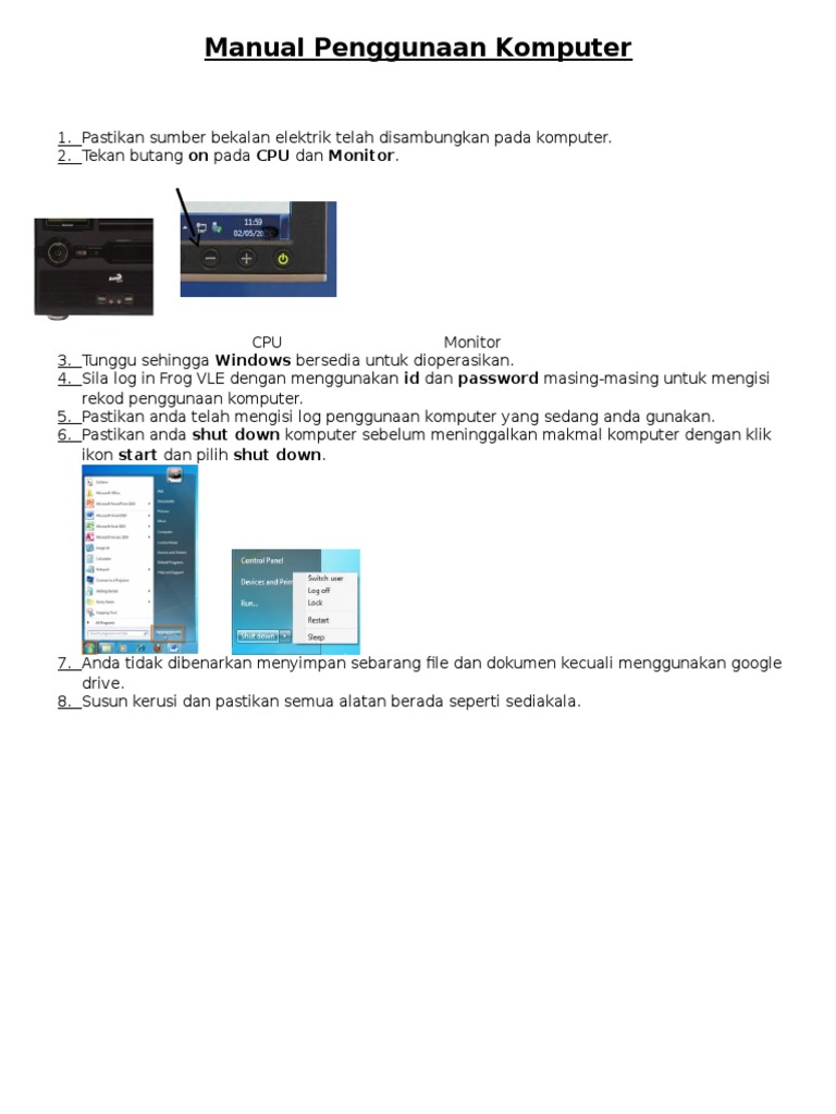 Manual Penggunaan Komputer Manual Penggunaan Komputer