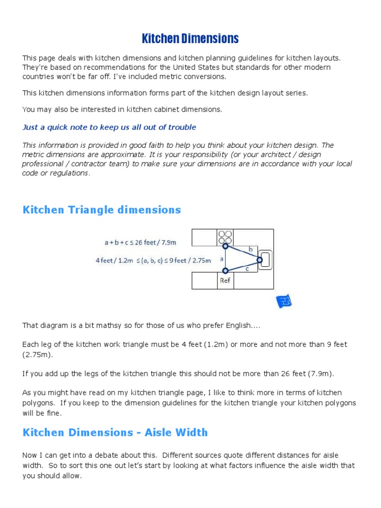 Kitchen Dimensions and Planning Guidelines for Kitchen