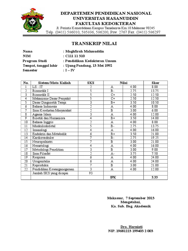 Transkrip Nilai