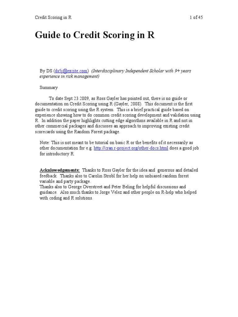 Credit Scoring Techniques in R | PDF | Receiver Operating ...