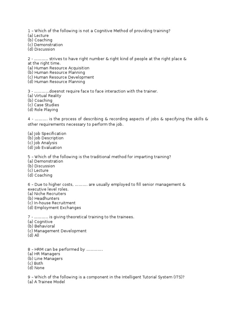 Multiple Choice Question in HR Employment Motivation