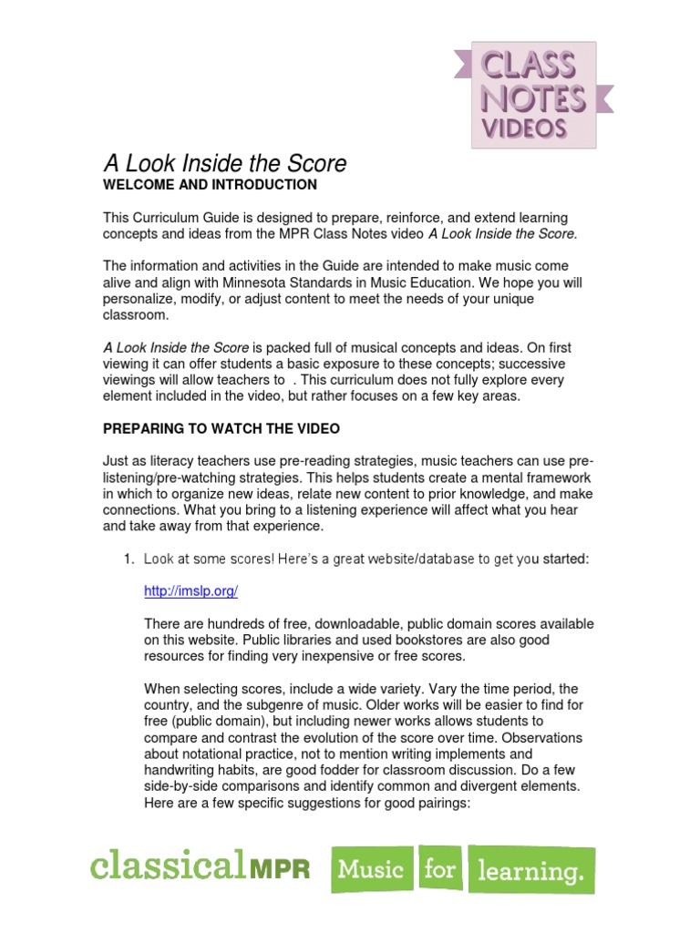 Look Inside The Score PDF | PDF | Musical Instruments | Music Education