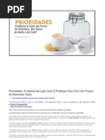 Prioridades a História Da Lição Que O Professor Deu Com Um Frasco de Maionese Vazio