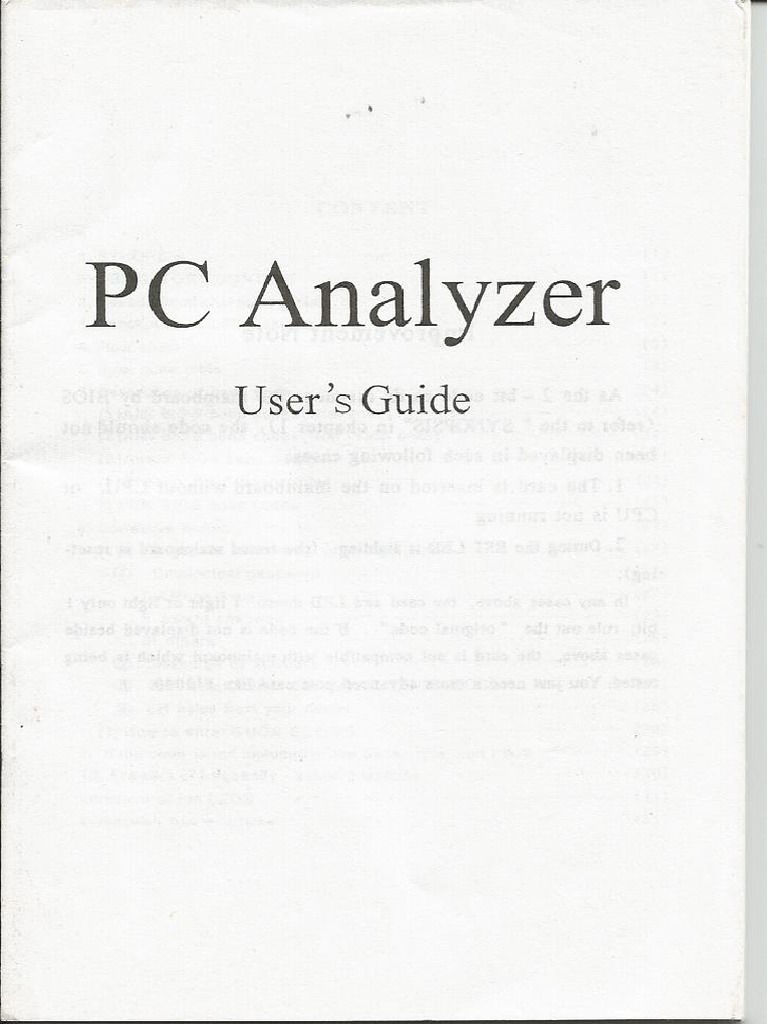PC Analyzer Manual | PDF