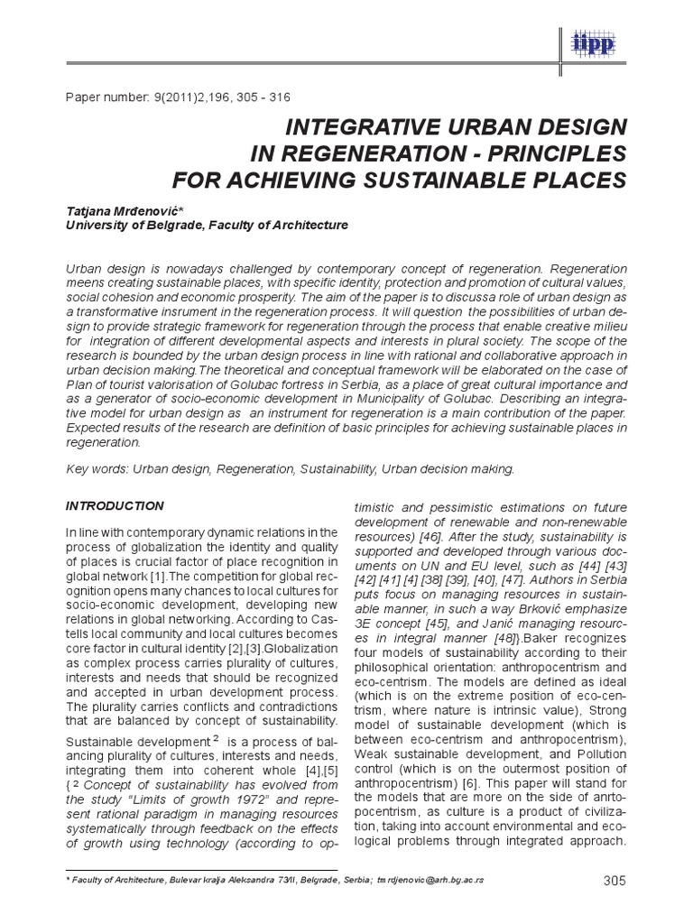 IIPP - Integrative Urban Design in Regeneration - Principles for
