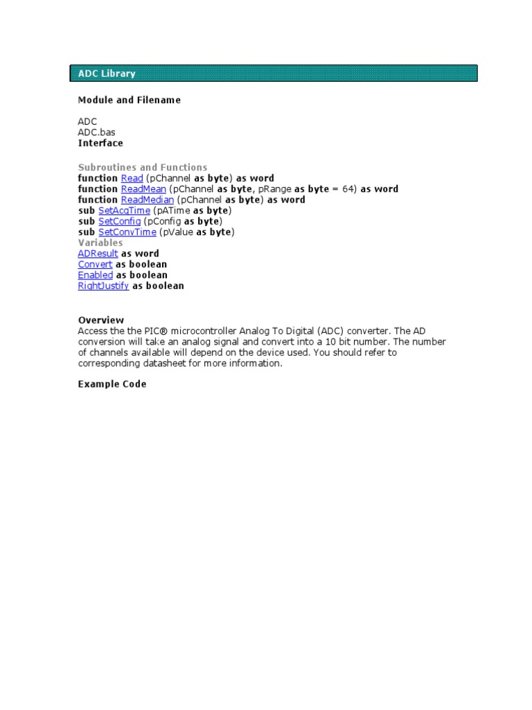 Library Reference Swordfish For PICs | PDF | Subroutine | Parameter ...