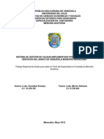 Sistema de Gestión de Calidad Implementado Por La Gerencia Del Banco de Venezuela de Maracaibo