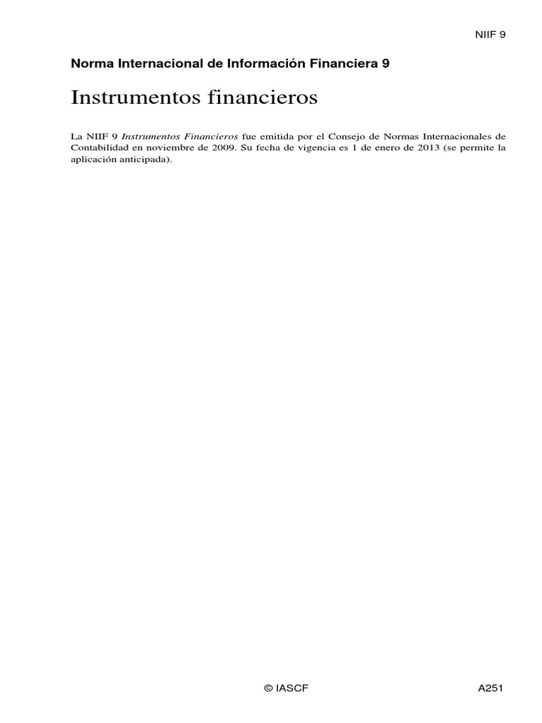 NIIF 9 Instrumentos Financieros | PDF | normas internacionales de ...