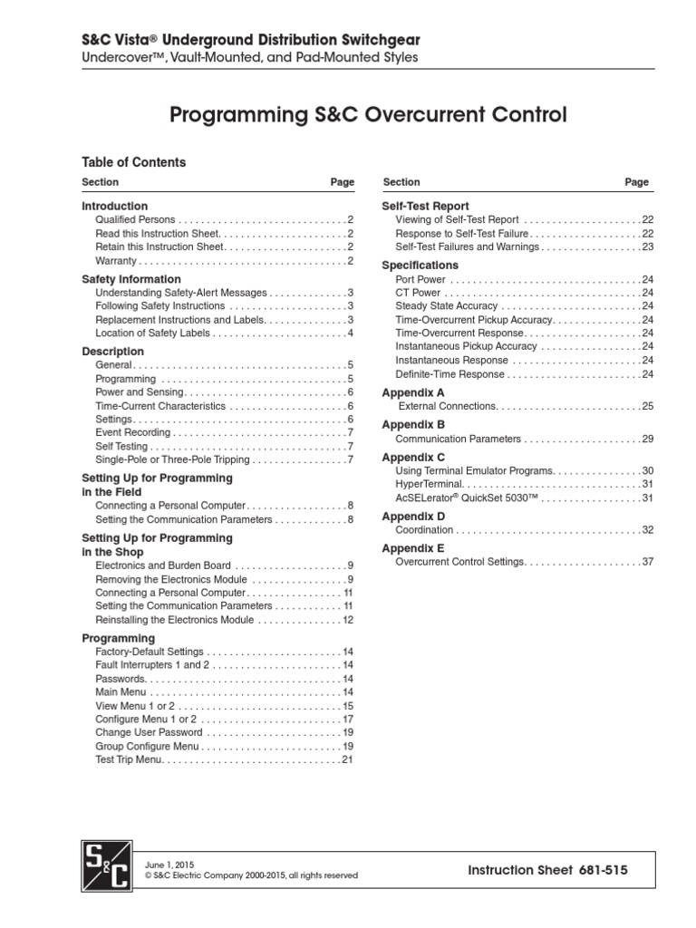 Programming S&C Overcurrent Control | PDF