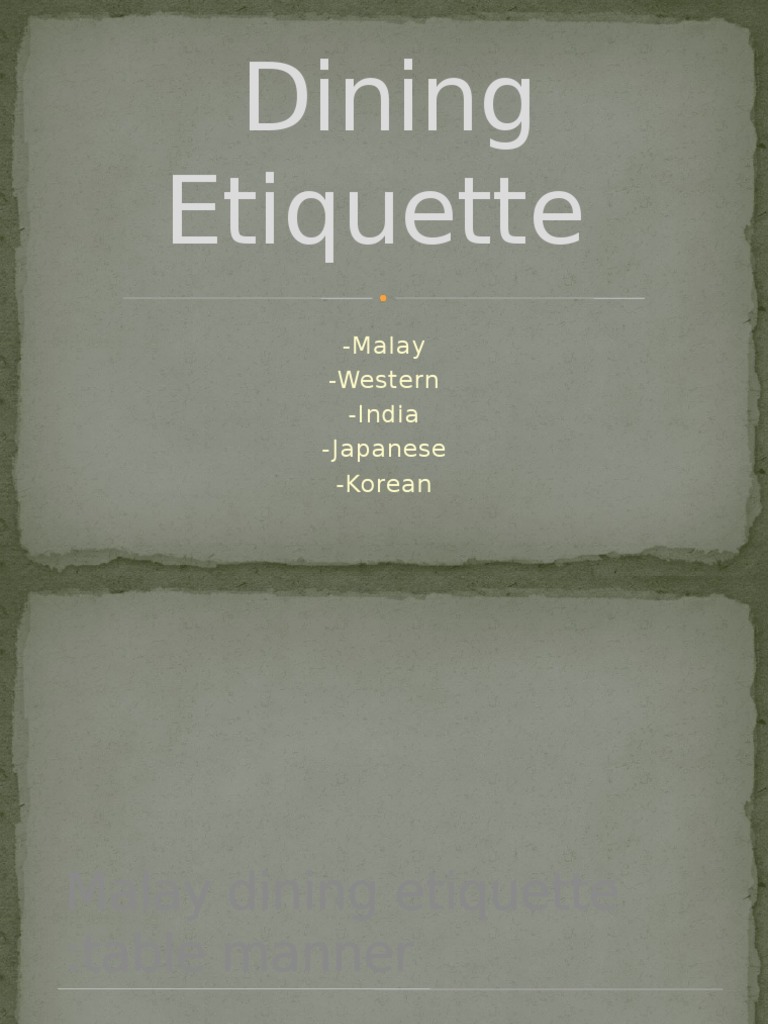 Dining Etiquette PDF Tableware Eating