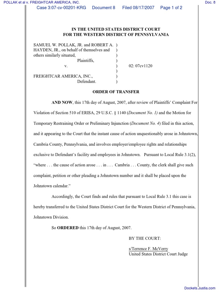 In The United States District Court For The Western District Of