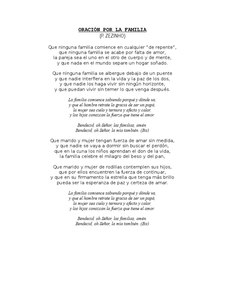 Oración y bendición por la familia | PDF | Salud y bienestar | Religión ...