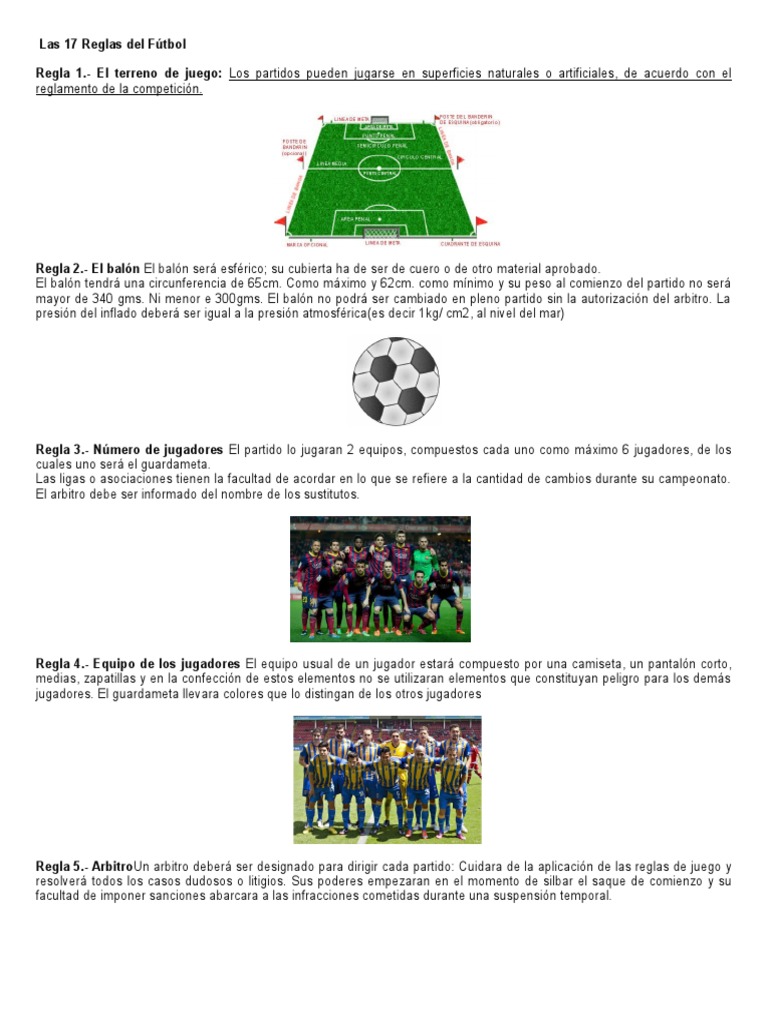 las 17 Reglas Del Futbol Deportes atléticos Códigos de