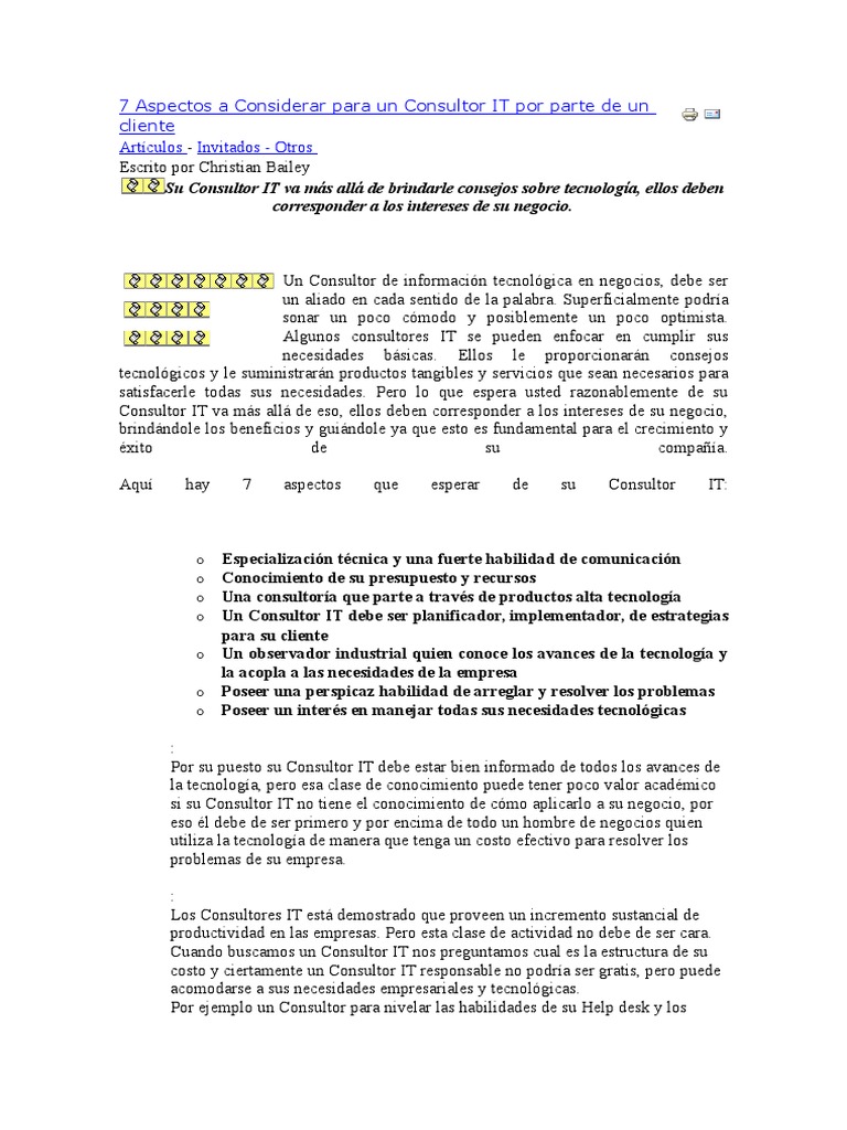 7 Aspectos a Considerar Para Un Consultor IT Por Parte de